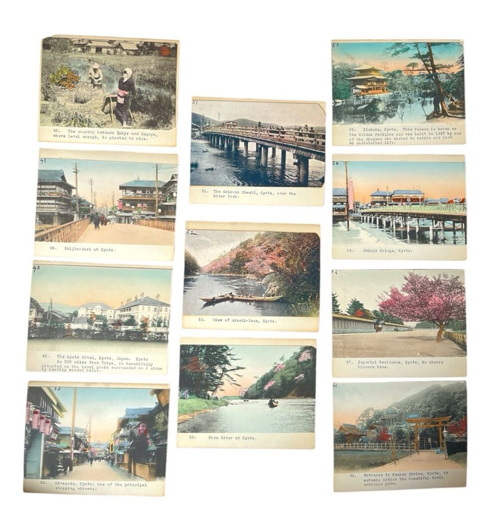 Antique Japanese Pictorial  Photo Postcards Kyoto c1910 Hand-tinted Mounted - 11